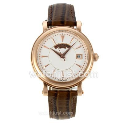 Patek Philippe Classic Automatic Rose Gold Case with White Dial-StIck Markers