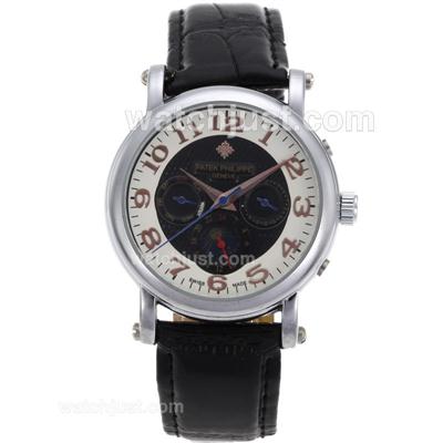 Patek Philippe Classic Automatic Rose Gold Number Markers with Black Dial-Leather Strap