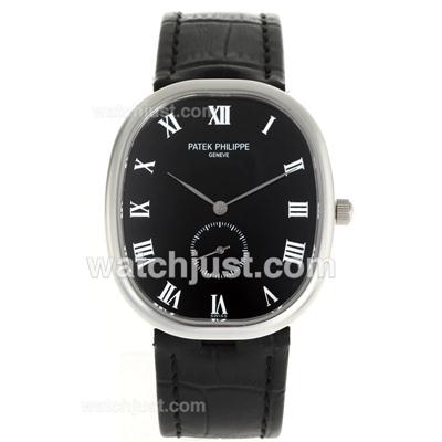 Patek Philippe Classic Roman Markers with Black Dial-Sapphire Glass