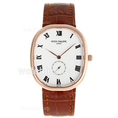 Patek Philippe Classic Rose Gold Case Roman Markers with White Dial-Sapphire Glass