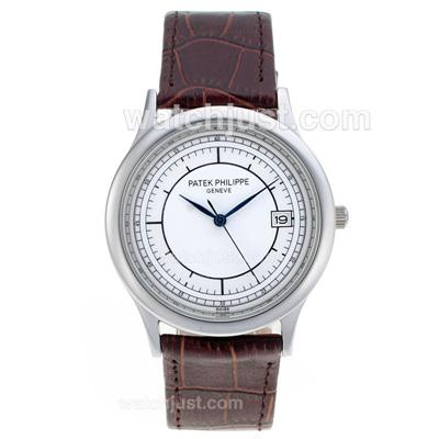Patek Philippe Classic with White Dial-Leather Strap