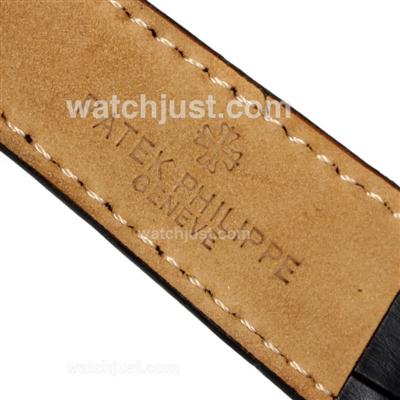 Patek Philippe Classic Working Chronograph Rose Gold Case with White Dial-Leather Strap