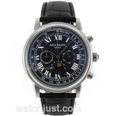 Patek Philippe Classic Working Chronograph with Black Dial-Roman Markers