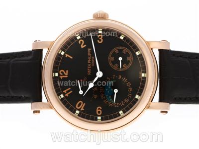 Patek Philippe Classic Working Power Reserve Automatic Rose Gold Case with Black Dial