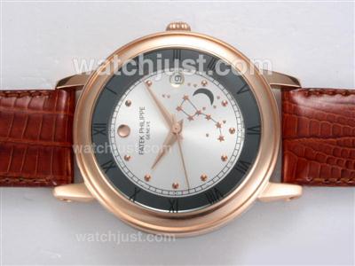Patek Philippe Limited Edition Automatic Rose Gold Case Same Chassis As Swiss ETA Model-High Quality