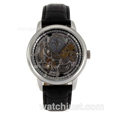 Patek Philippe Skeleton Automatic Stick Markers with Leather Strap