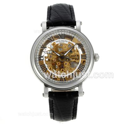 Patek Philippe Skeleton Automatic with Roman Markers-Leather Strap