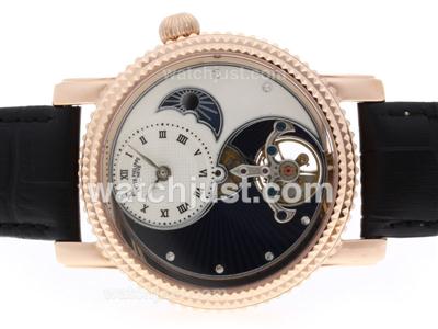 Patek Philippe Tourbillon Automatic Rose Gold Case with Leather Strap