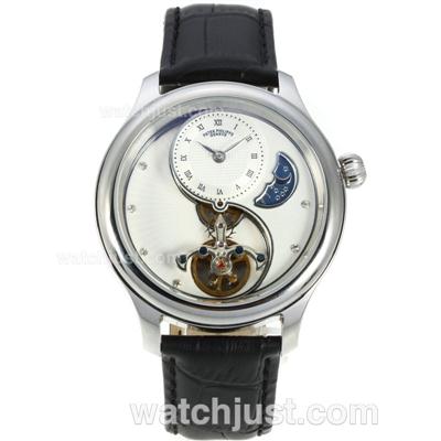 Patek Philippe Tourbillon Automatic with White Dial-Leather Strap