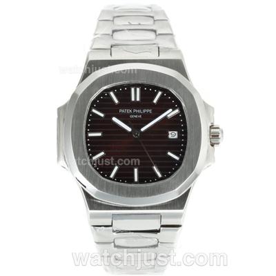 Patek Philippe Nautilus Automatic Stick Markers with Brown Dial S/S