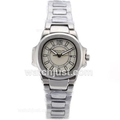 Patek Philippe Nautilus Automatic Stick Markers with White Dial S/S-Sapphire Glass