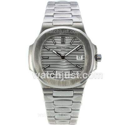 Patek Philippe Nautilus Automatic Stick Markers with White Dial S/S