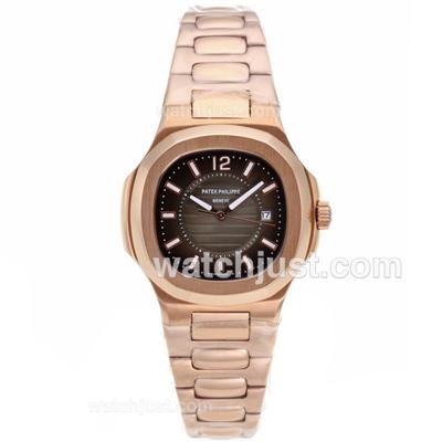 Patek Philippe Nautilus Full Rose Gold Case with Brown Dial