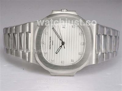 Patek Philippe Nautilus Jumbo MBW Swiss ETA 2824 Movement Diamond Marking with White Dial