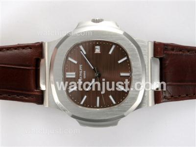 Patek Philippe Nautilus Jumbo MBW Swiss ETA 2824 Movement with Brown Dial-Deployment Buckle