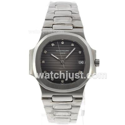 Patek Philippe Nautilus Swiss ETA 2836 Movement Diamond Markers with Gray Dial S/S