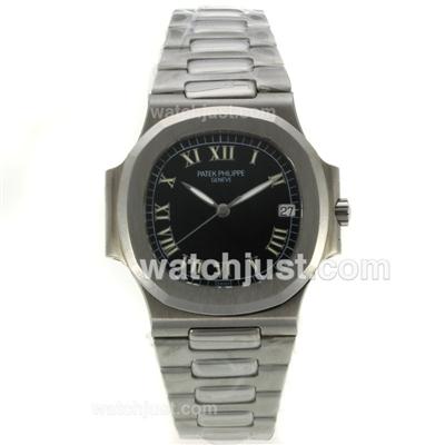 Patek Philippe Nautilus Swiss ETA 2836 Movement Roman Markers with Black Dial S/S