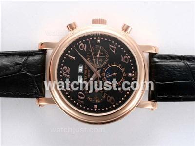 Patek Philippe Perpetual Calendar Automatic Gold Case with Black Dial