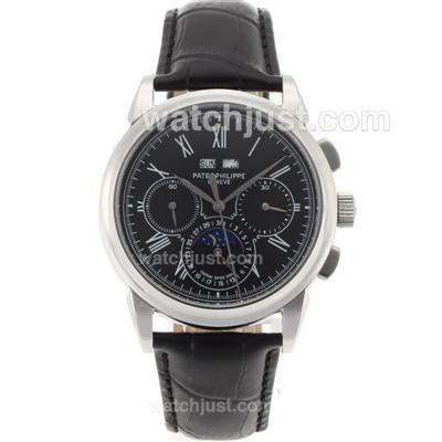 Patek Philippe Perpetual Calendar Automatic Roman Markers with Black Dial-18K Plated Gold Movement
