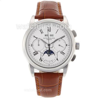 Patek Philippe Perpetual Calendar Automatic Roman Markers with White Dial-18K Plated Gold Movement