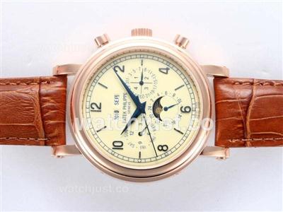 Patek Philippe Perpetual Calendar Automatic Rose Gold Case with Beige Dial