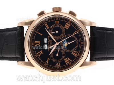Patek Philippe Perpetual Calendar Automatic Rose Gold Case with Black Dial
