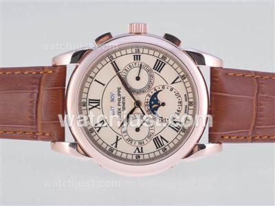Patek Philippe Perpetual Calendar Automatic Rose Gold Case with Champagne Dial