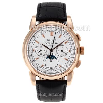 Patek Philippe Perpetual Calendar Automatic Rose Gold Case with White Dial