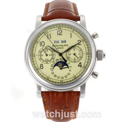 Patek Philippe Perpetual Calendar Automatic with Yellow Dial-18K Plated Gold Movement