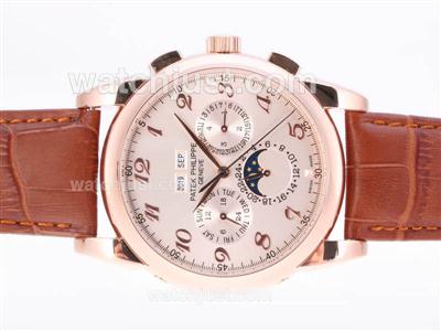 Patek Philippe Perpetual Calendar Chrono Automatic Rose Gold Case with Champagne Dial