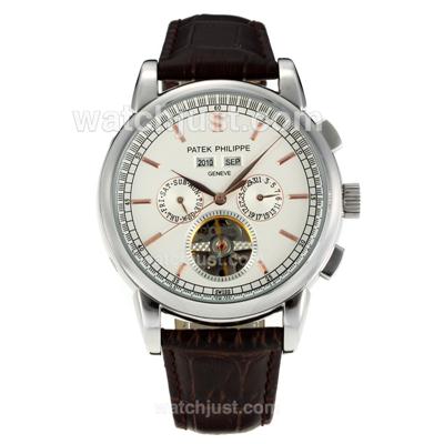 Patek Philippe Perpetual Calendar Tourbillon Automatic with White Dial-Rose Gold Markers