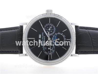 Patek Philippe Perpetual Clendar Chronograph Moon Phase with Black Dial - Stick Marking