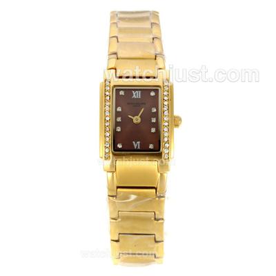 Patek Philippe Twenty-4 Full Gold with Diamond Bezel and Marking-Brown Dial Lady Size