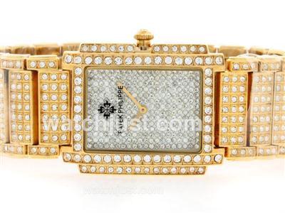 Patek Philippe Twenty-4 Hours Full Gold with Full Diamond Dial and Strap-Man Size