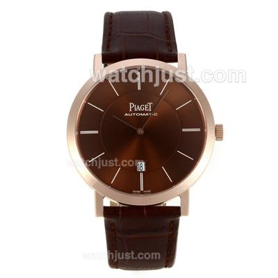 Piaget Altiplano Automatic Stick Markers Rose Gold Case with Brown Dial-Leather Strap