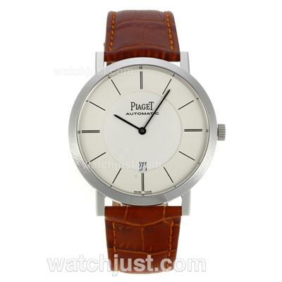 Piaget Altiplano Automatic Stick Markers with White Dial-Leather Strap