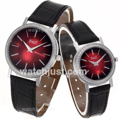 Piaget Altiplano Swiss ETA Movement Diamond Bezel with Red Dial-Couple Watch