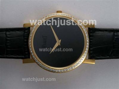 Piaget Altiplano Swiss ETA Movement Gold Case with Diamond Bezel-Black Dial Lady Size