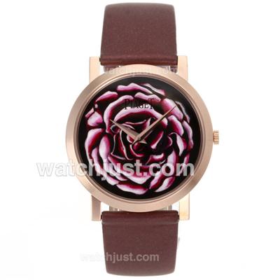 Piaget Altiplano Swiss ETA Movement Rose Gold Case with Flower Dial-Leather Strap