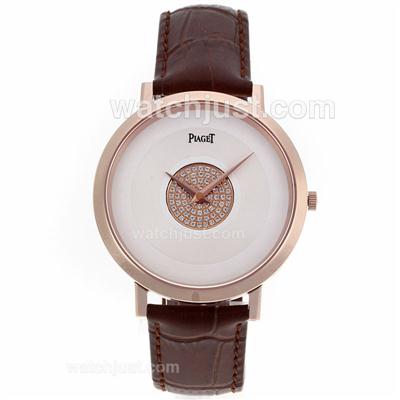 Piaget Altiplano Swiss ETA Movement Rose Gold Case with White Dial-Diamonds on Dial Center