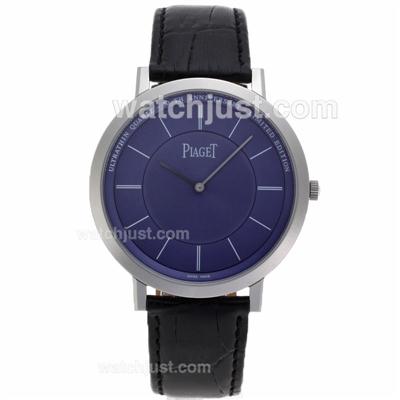Piaget Altiplano Swiss ETA Movement Stick Markers with Blue Dial-Leather Strap