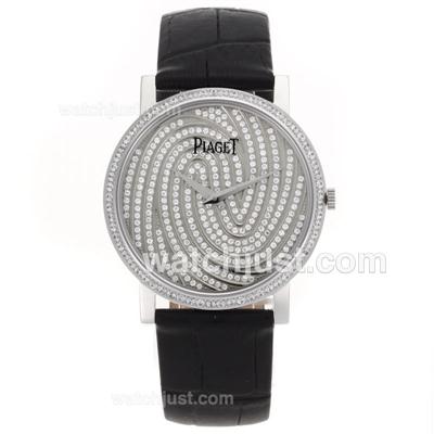 Piaget Altiplano Swiss ETA Movement with Full Diamond Dial-Leather Strap