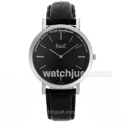 Piaget Altiplano Unitas 6497 Movement with Black Dial-Leather Strap