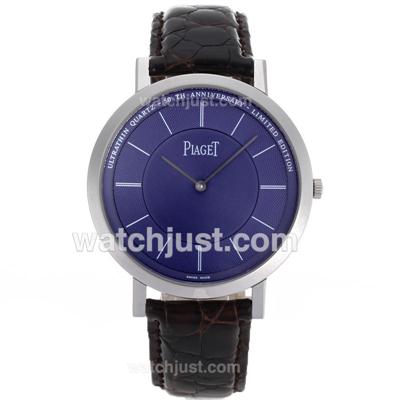 Piaget Altiplano Unitas 6497 Movement with Blue Dial-Leather Strap