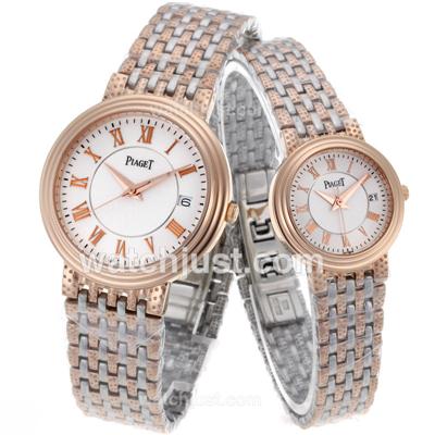 Piaget Altiplano XL Two Tone Roman Markers with White Dial-Couple Watch