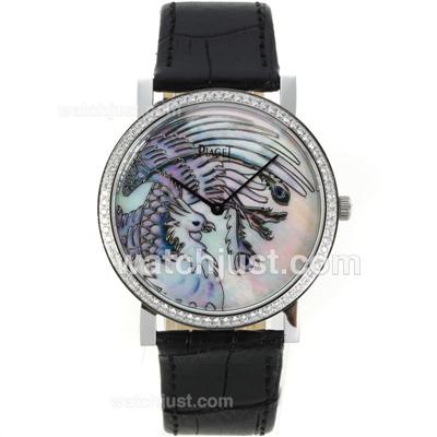 Piaget Dragon & Phoenix Collection Diamond Bezel with MOP Dial-Leather Strap
