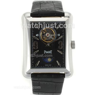 Piaget Emperador Tourbillon Manual Winding with Black Dial-Leather Strap