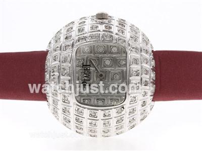 Piaget Limelight Party Diamonds with Red Leather Strap-Lady Size