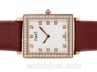 Piaget Limelight Rose Gold Case Diamond Markers and Bezel with White Dial-Lady Size