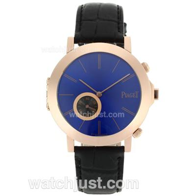 Piaget Polo Rose Gold Case with Blue/Black Dial-Leather Strap
